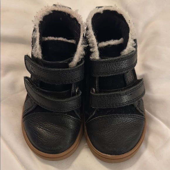UGG Other - UGG Kids Black Leather Boots with Tan Soles